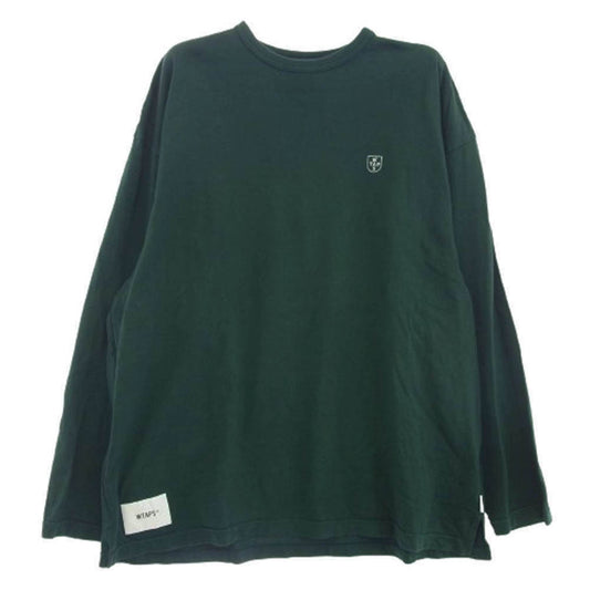 WTAPS ダブルタップス 22AW 222ATDT-CSM07 COTTON CRST ロゴ刺繍 長袖カットソー グリーン系【中古】