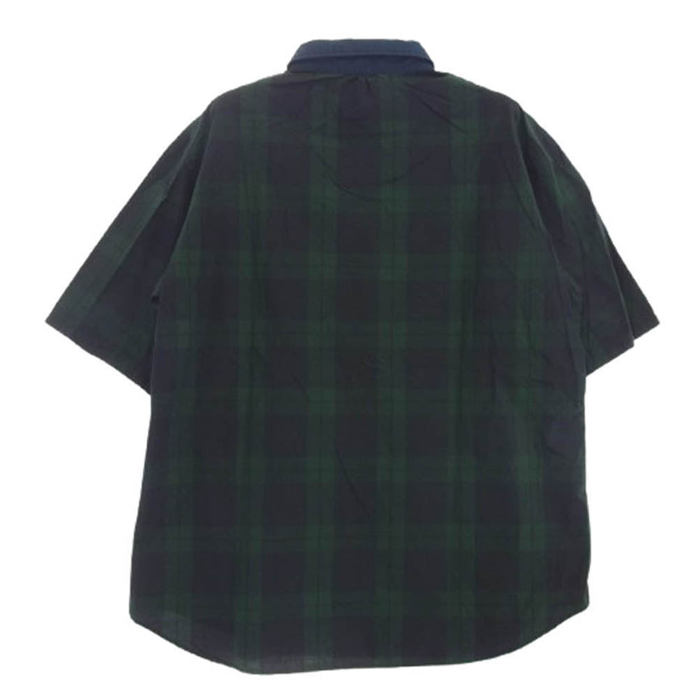 UNDERCOVER アンダーカバー 04405-1 ポケット チェック サイドボタン 半袖 シャツ モスグリーン系 ネイビー系 2【中古】