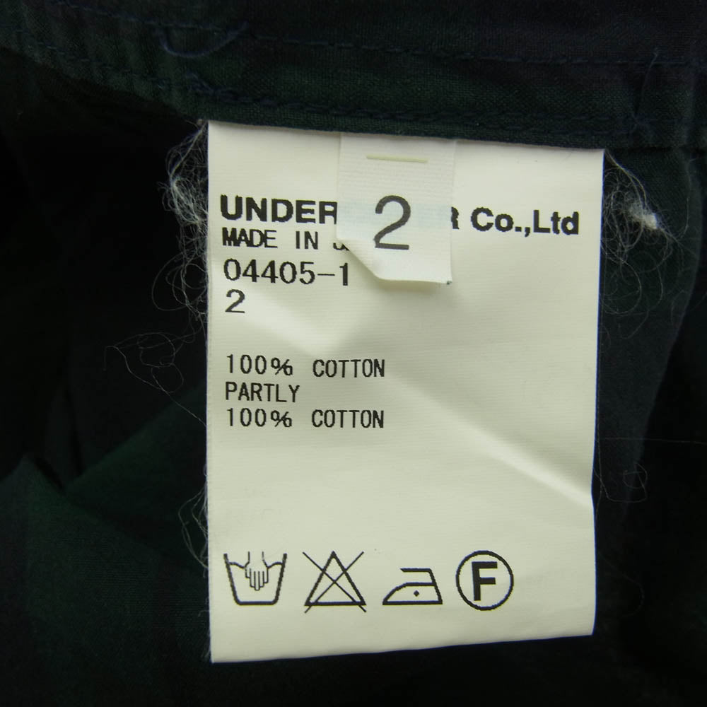 UNDERCOVER アンダーカバー 04405-1 ポケット チェック サイドボタン 半袖 シャツ モスグリーン系 ネイビー系 2【中古】