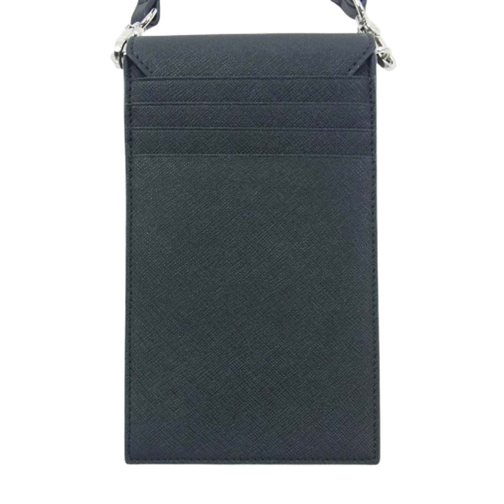Vivienne Westwood ヴィヴィアンウエストウッド 53030019U SAFFIANO BIOGREEN PHONE BAG スマホ ケース レザー ショルダー バッグ ブラック系【美品】【中古】