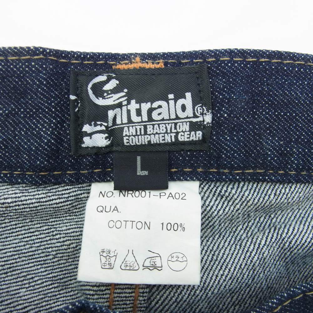 nitraid ナイトレイド NR001-PA02 デニム パンツ シンチベルト ボタンフライ ストレート ジーンズ インディゴブルー系 L【中古】