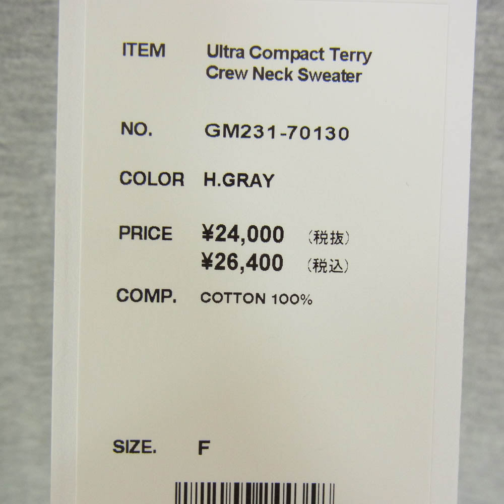 GRAPHPAPER グラフペーパー 23SS GM231-70130 Ultra Compact Terry Crew Neck Sweater ウルトラ コンパクト テリー クルーネック セーター ラグラン スウェット グレー系 F【中古】