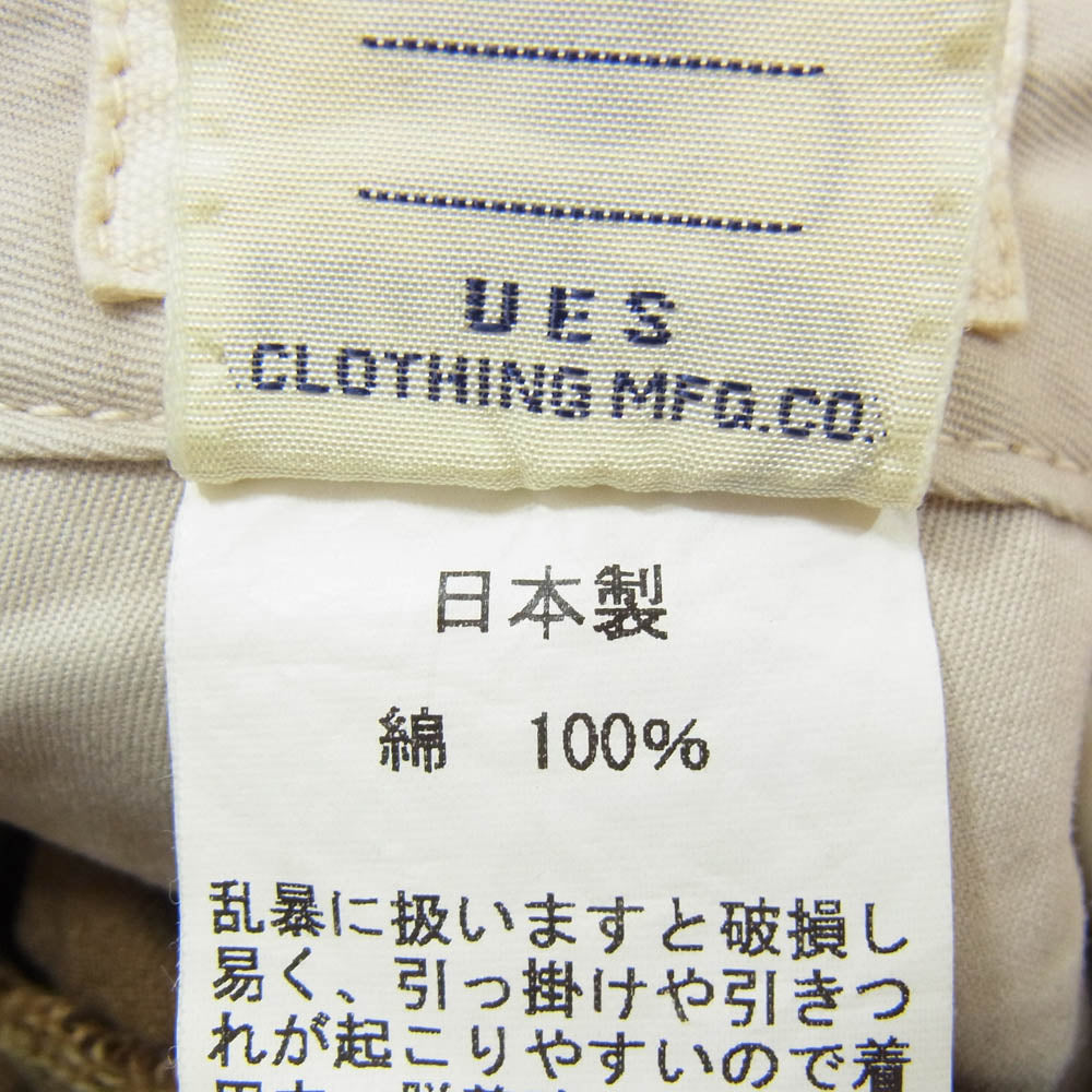 UES ウエス 先染め ボタンフライ ワークトラウザーズ パンツ ブラウン系 34【中古】