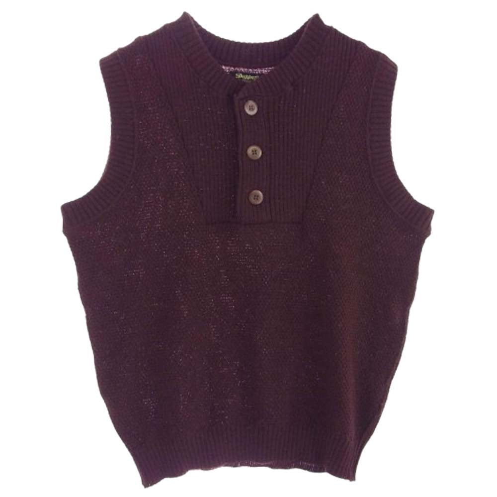 DAPPER'S ダッパーズ ヘンリーネック ニット ベスト ワインレッド系 赤紫系 40【中古】