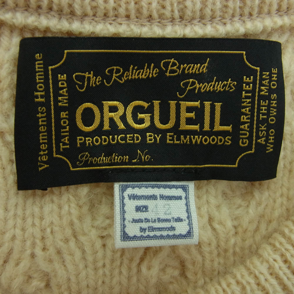 ORGUEIL オルゲイユ OR-4153 Cable Knit Sweater ケーブル セーター ベージュ系 42【中古】