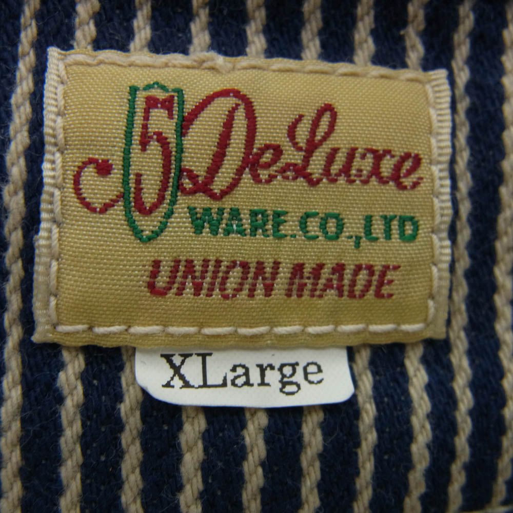 デラックスウエア ヒッコリー ストライプ 長袖シャツ インディゴブルー系 XL【中古】