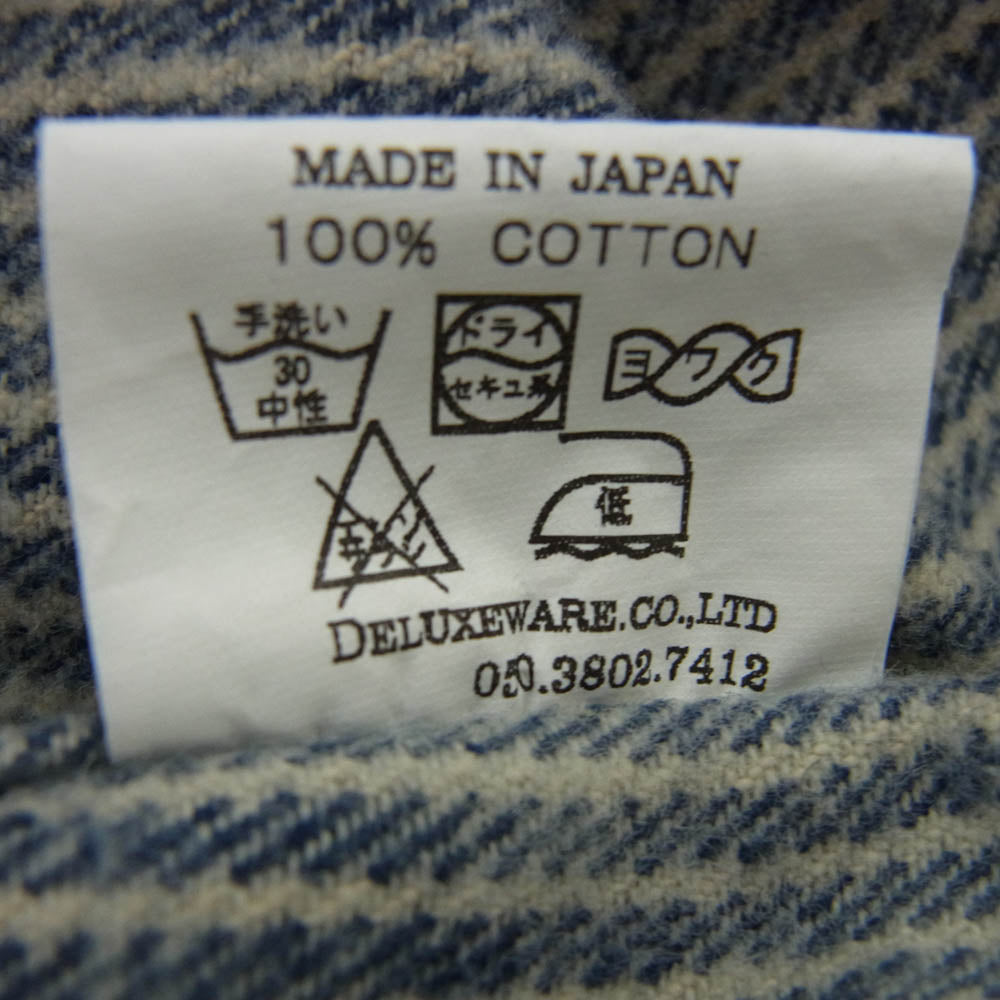 デラックスウエア ヒッコリー ストライプ 長袖シャツ インディゴブルー系 XL【中古】