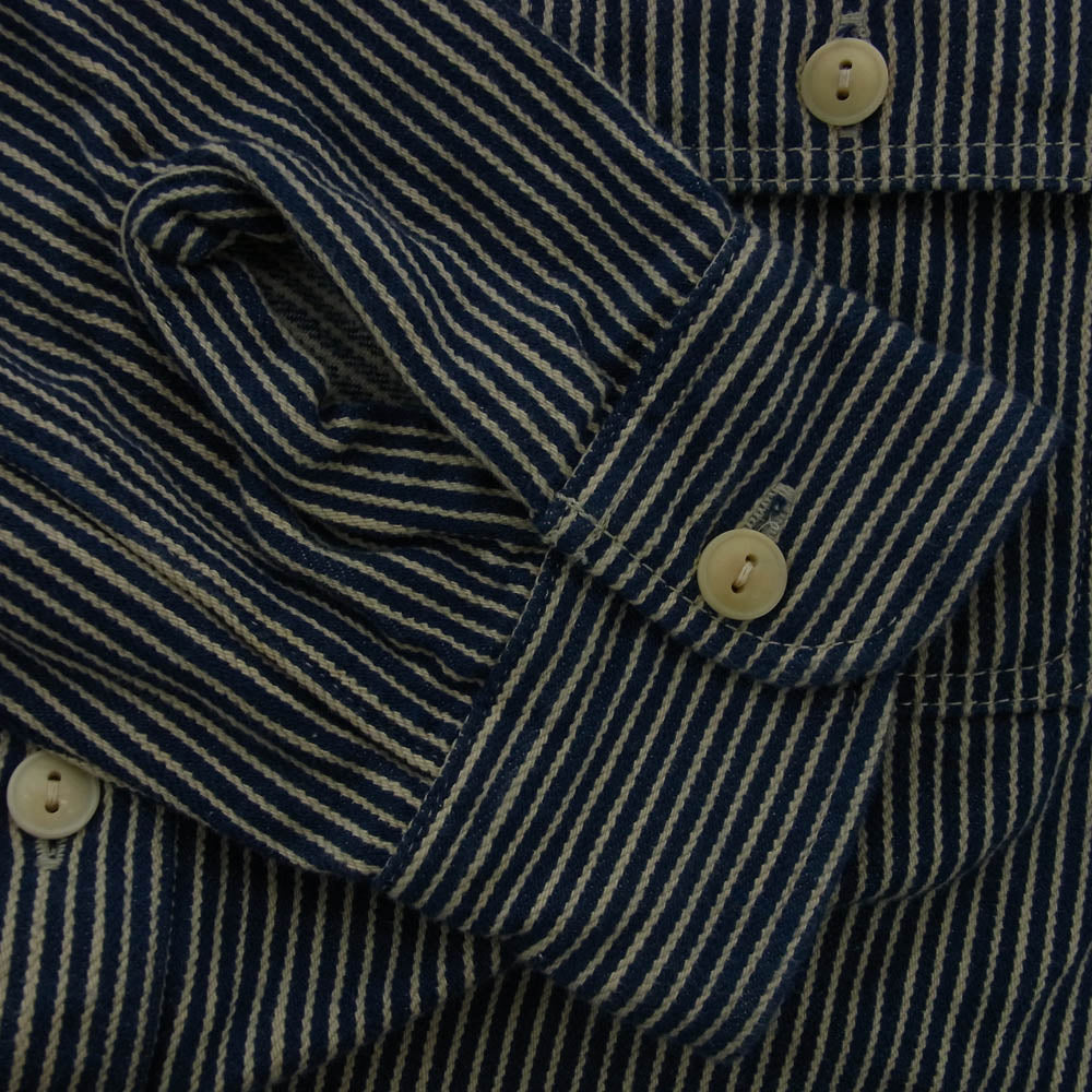 デラックスウエア ヒッコリー ストライプ 長袖シャツ インディゴブルー系 XL【中古】
