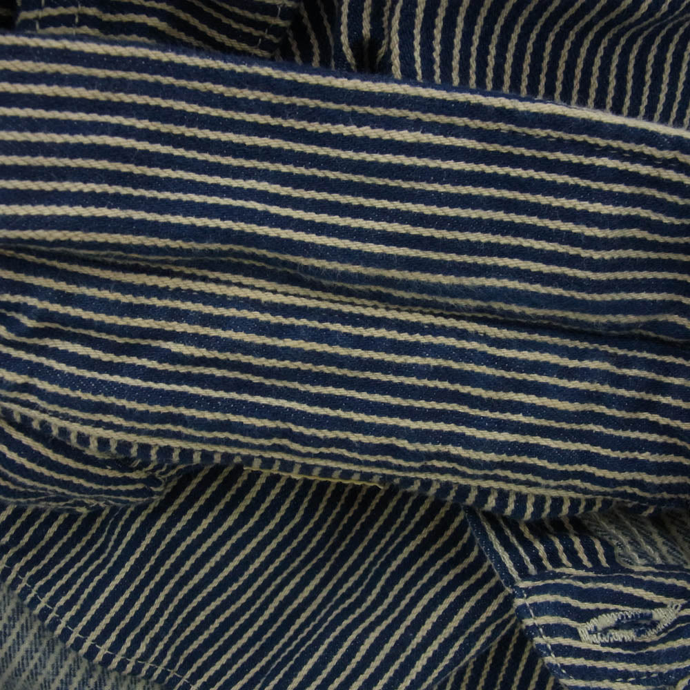 デラックスウエア ヒッコリー ストライプ 長袖シャツ インディゴブルー系 XL【中古】