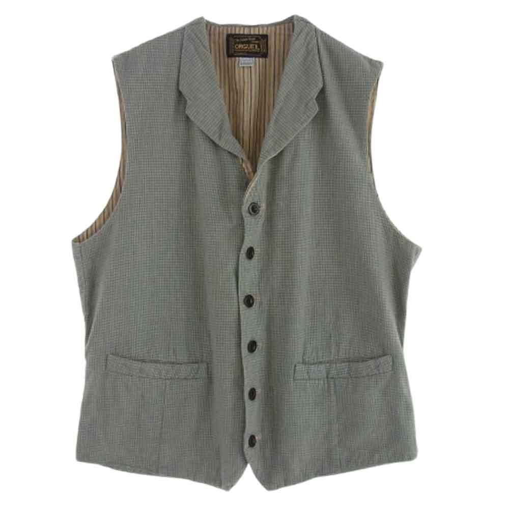 ORGUEIL オルゲイユ OR-4066 千鳥格子柄 シンチバック付 ベスト ライトブルー系 42【中古】