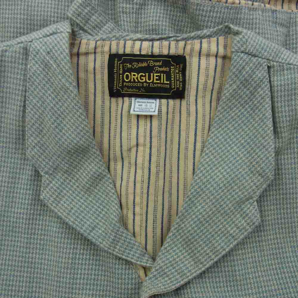 ORGUEIL オルゲイユ OR-4066 千鳥格子柄 シンチバック付 ベスト ライトブルー系 42【中古】
