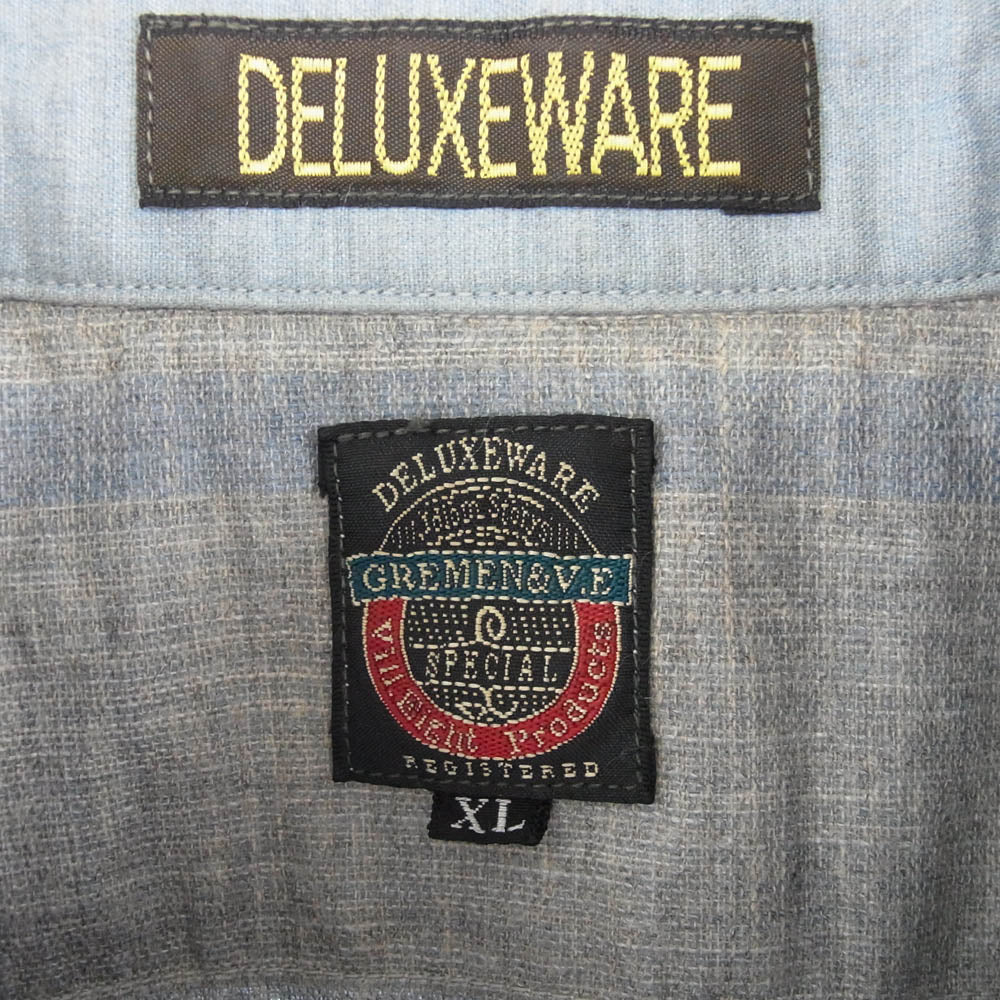 デラックスウエア コットン 比翼 長袖 シャツ ライトブルー系 XL【中古】