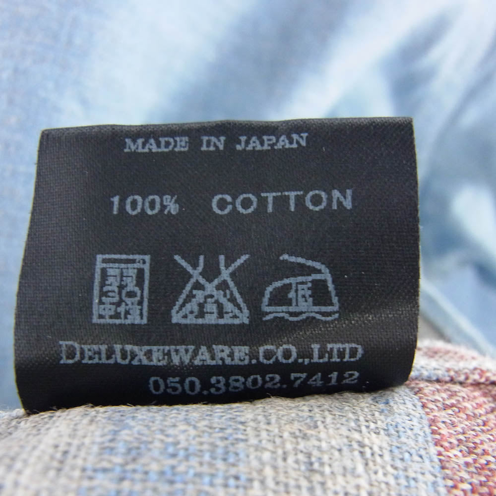 デラックスウエア コットン 比翼 長袖 シャツ ライトブルー系 XL【中古】