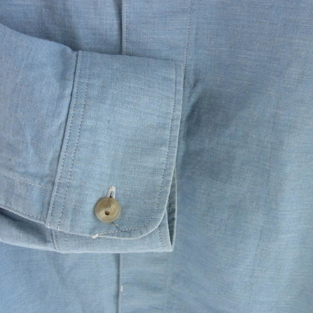 デラックスウエア コットン 比翼 長袖 シャツ ライトブルー系 XL【中古】