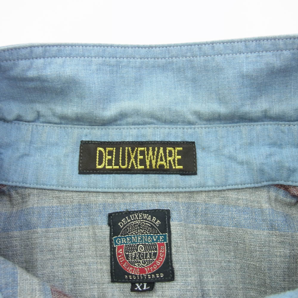 デラックスウエア コットン 比翼 長袖 シャツ ライトブルー系 XL【中古】