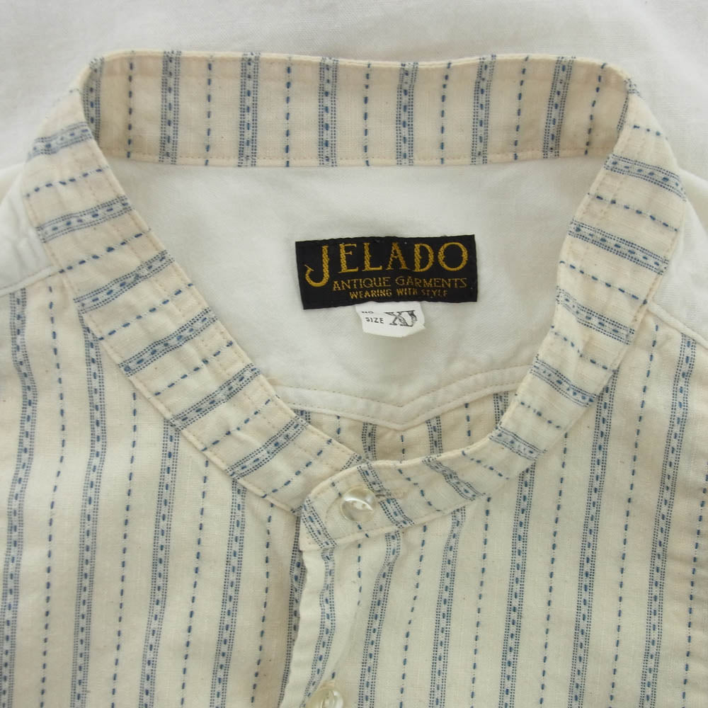 JELADO ジェラード ストライプ切替 バンドカラー 長袖シャツ ホワイト系 XL【中古】