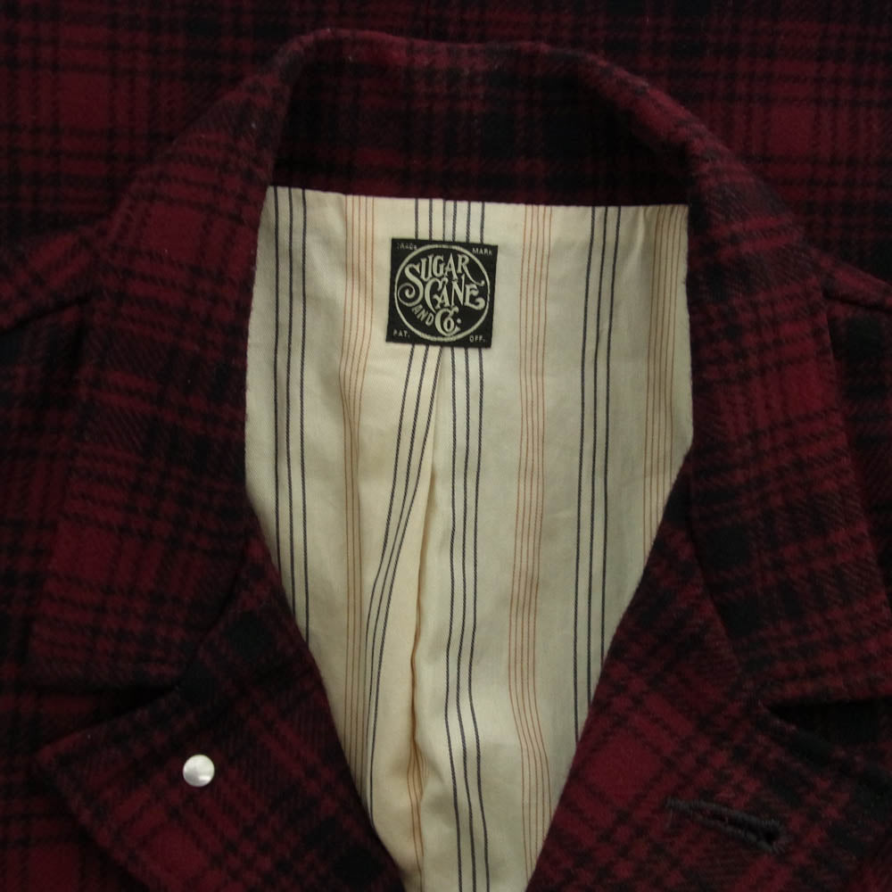 SUGAR CANE シュガーケーン SC13206 21.25oz. WOOL CHECK CRUISER JACKET ウール チェック クルーザー ジャケット レッド系 42【中古】