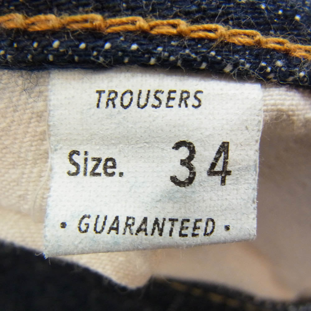 トロフィークロージング 1605 STANDARD DIRT DENIM スタンダード ダート デニムパンツ ボタンフライ セルビッチ インディゴブルー系 34【中古】