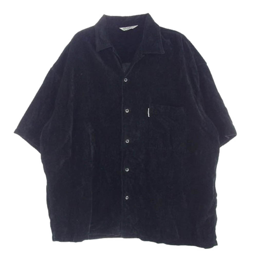 COOTIE クーティー 23SS Garment Dyed L/C Velvet Open Collar S/S Shirt 加工 ベロア オープンカラー 半袖 シャツ ブラック系 M【中古】