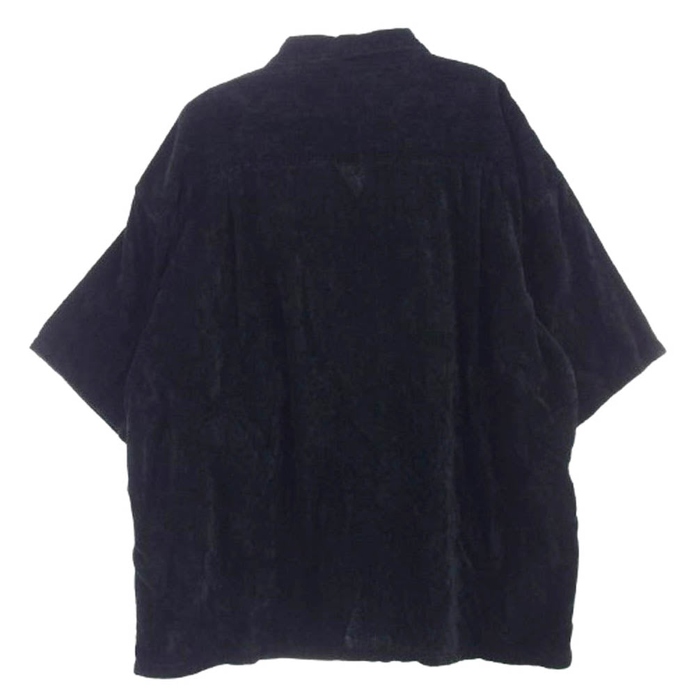 COOTIE クーティー 23SS Garment Dyed L/C Velvet Open Collar S/S Shirt 加工 ベロア オープンカラー 半袖 シャツ ブラック系 M【中古】