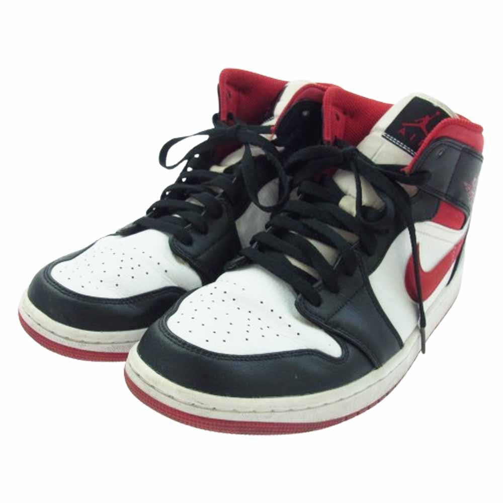 NIKE ナイキ 554724-122 Air Jordan 1 Mid White Gym Red Black エアジョーダン1 ミッド ホワイト ジムレッド ハイカット スニーカー ホワイト系 ブラック系 レッド系 28.5cm【中古】