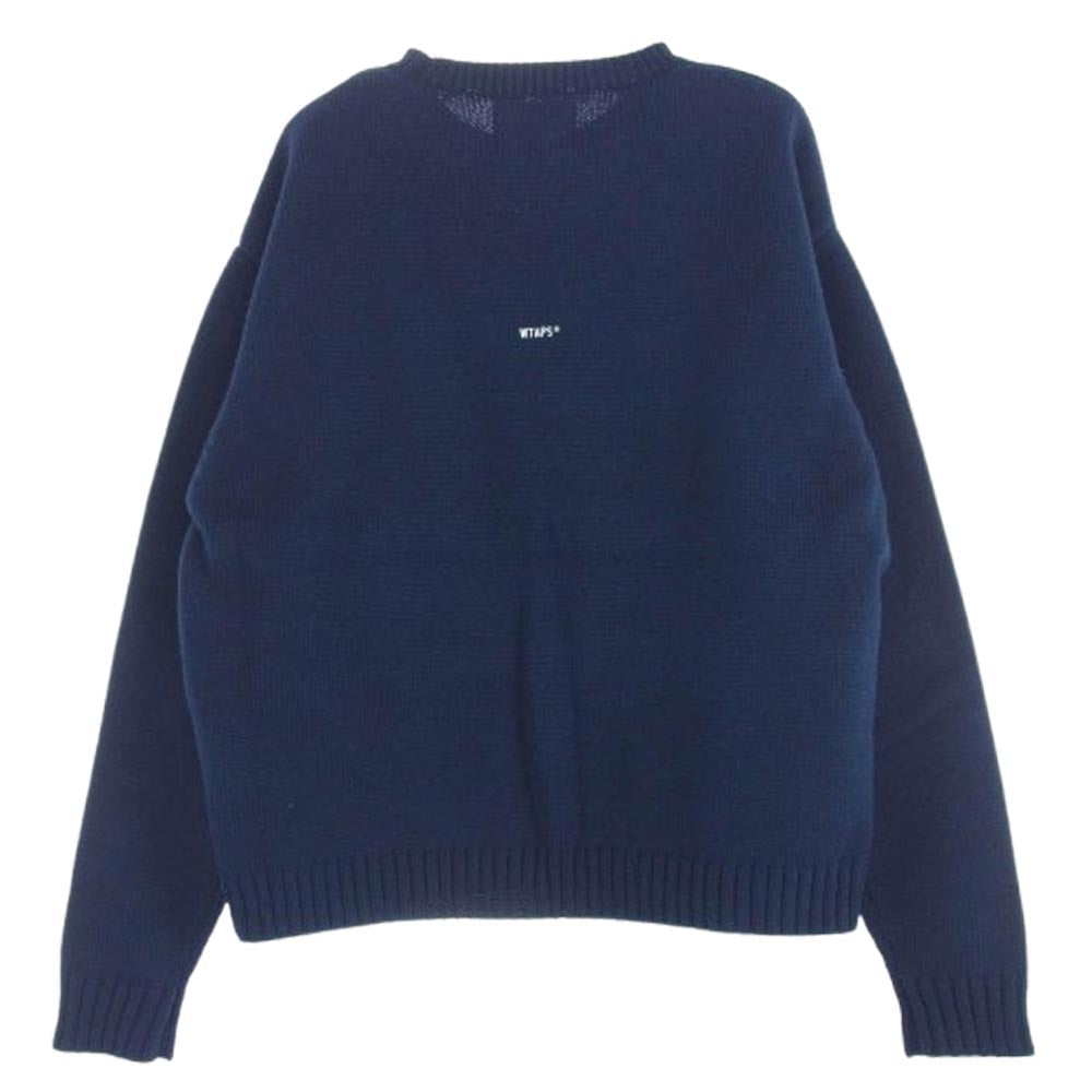 WTAPS ダブルタップス 23AW 232MADT-KNM05 CREW NECK SWEATER クルーネック ニット セーター ネイビー ネイビー系 3【中古】