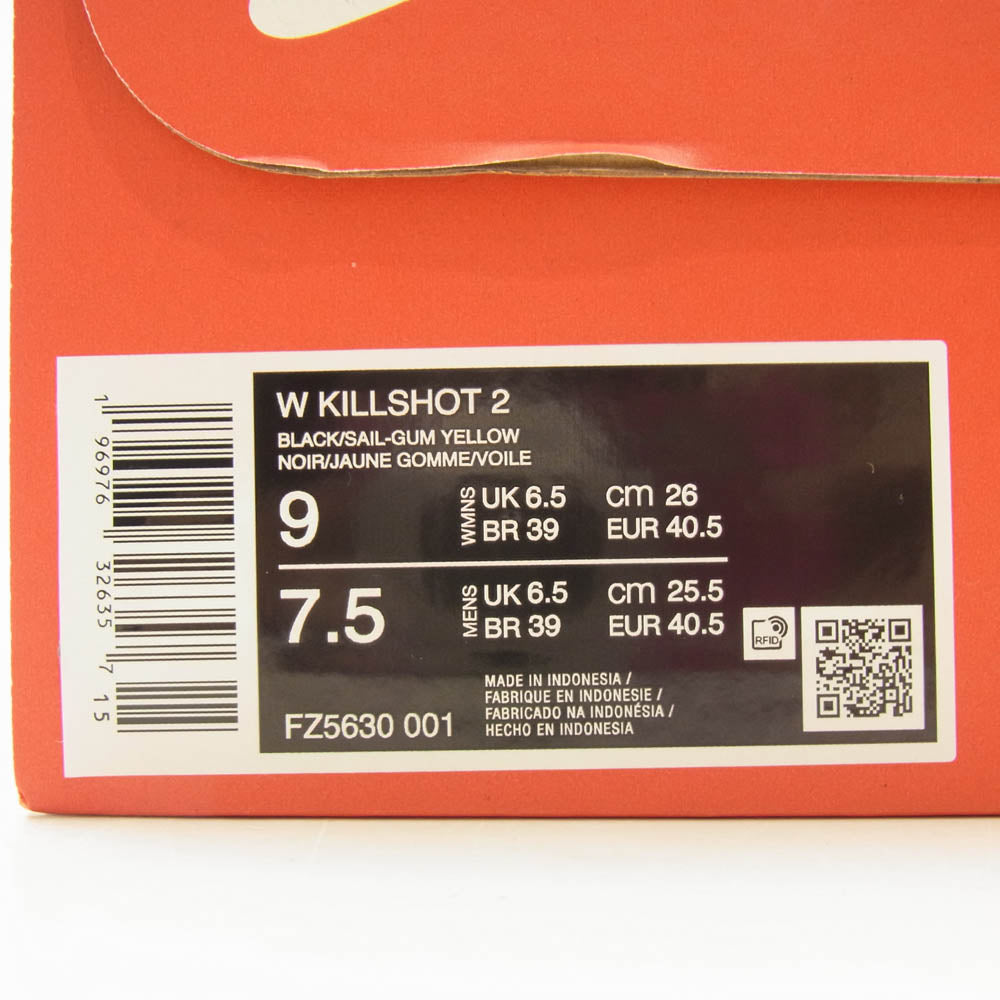 NIKE ナイキ FZ5630-001 Killshot 2 Black Sail Gum キルショット2 ブラック セイル ガム ローカット スニーカー ブラック系 26cm【中古】