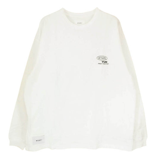WTAPS ダブルタップス 23SS 232ATDT-CSM06 AII 01 LS COTTON PROTECT コットン プロテクト ロゴ 刺繍 カットソー 長袖 Tシャツ ホワイト系 X02【中古】