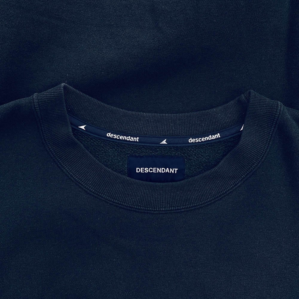 DESCENDANT ディセンダント 刺繍 ロゴ クルーネック トレーナー スウェット ネイビー系 3【中古】
