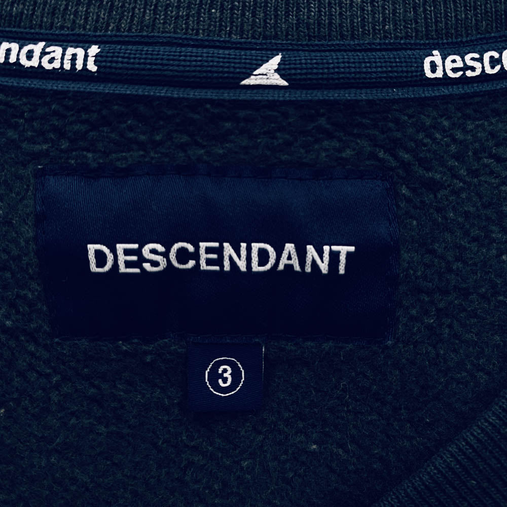 DESCENDANT ディセンダント 刺繍 ロゴ クルーネック トレーナー スウェット ネイビー系 3【中古】