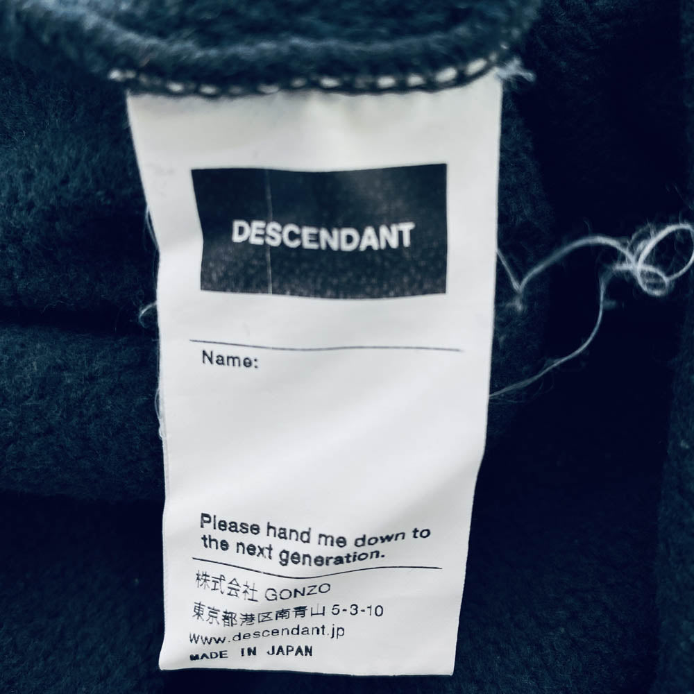 DESCENDANT ディセンダント 刺繍 ロゴ クルーネック トレーナー スウェット ネイビー系 3【中古】