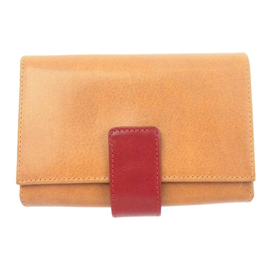 WHITE HOUSE COX ホワイトハウスコックス S1113 SADDLE LEATHER COLLECTION サドルレザー 二つ折り財布 ウォレット ライトブラウン系 レッド系【中古】