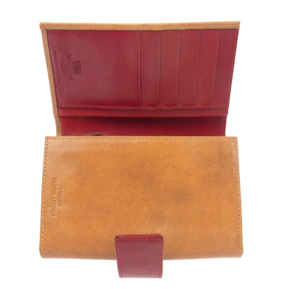 WHITE HOUSE COX ホワイトハウスコックス S1113 SADDLE LEATHER COLLECTION サドルレザー 二つ折り財布 ウォレット ライトブラウン系 レッド系【中古】