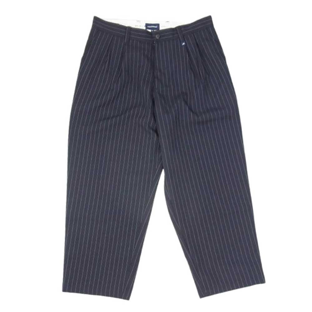 DESCENDANT ディセンダント DC-3 WIDE TWILL TROUSERS ワイド ツイル トラウザーズ パンツ ストライプ ネイビー系 3【中古】