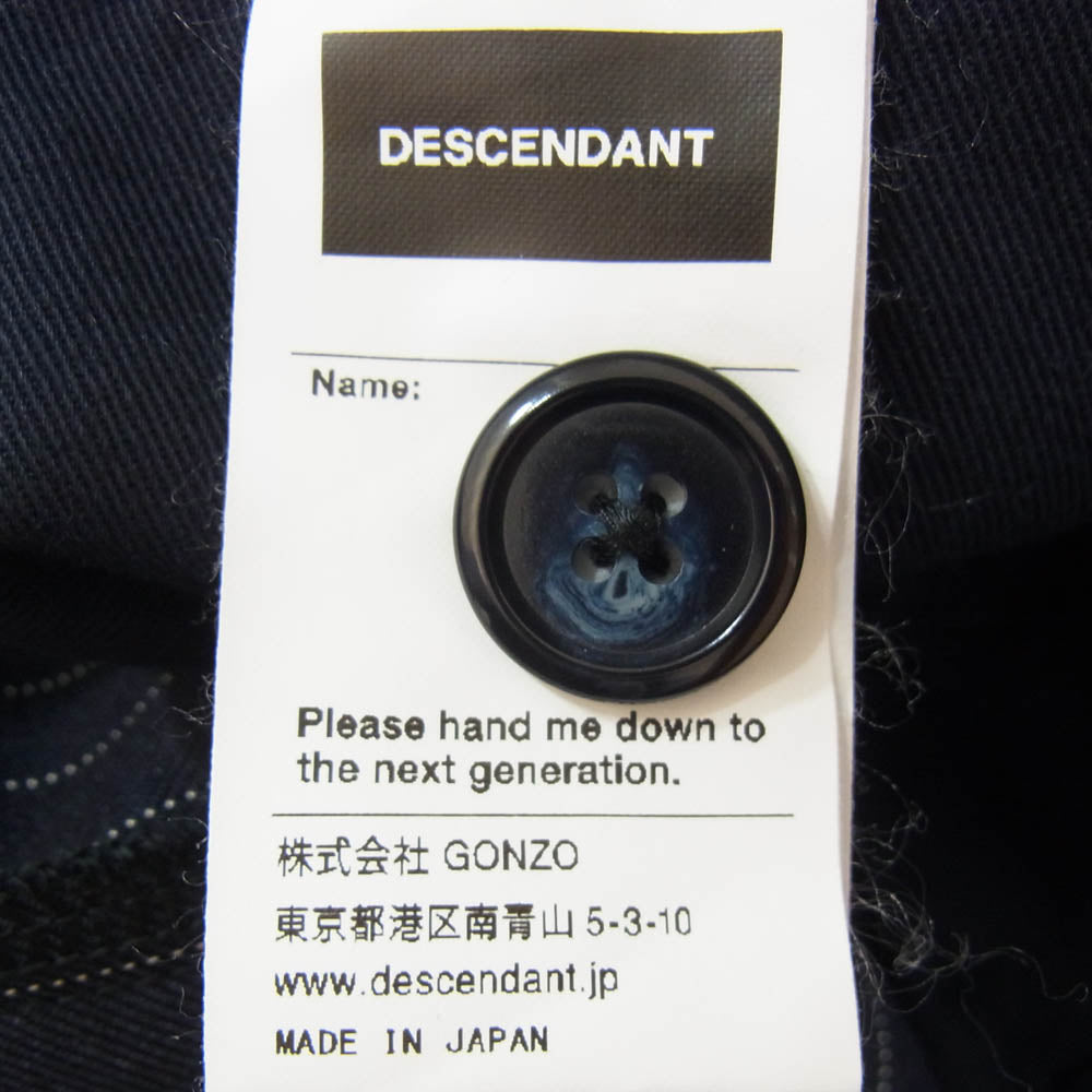 DESCENDANT ディセンダント DC-3 WIDE TWILL TROUSERS ワイド ツイル トラウザーズ パンツ ストライプ ネイビー系 3【中古】