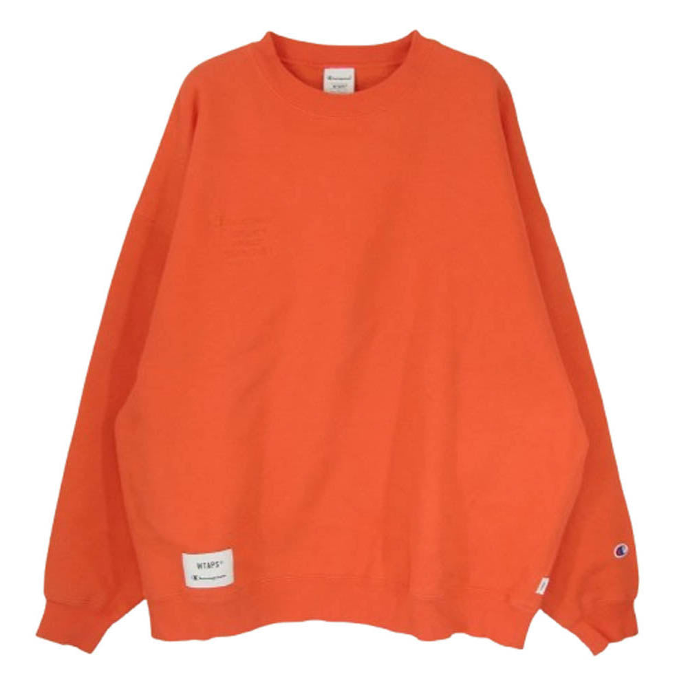 WTAPS ダブルタップス C8-Z018 Champion チャンピオン クルーネック スウェット シャツ オレンジ レッド系 XL【中古】