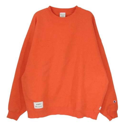 WTAPS ダブルタップス C8-Z018 Champion チャンピオン クルーネック スウェット シャツ オレンジ レッド系 XL【中古】