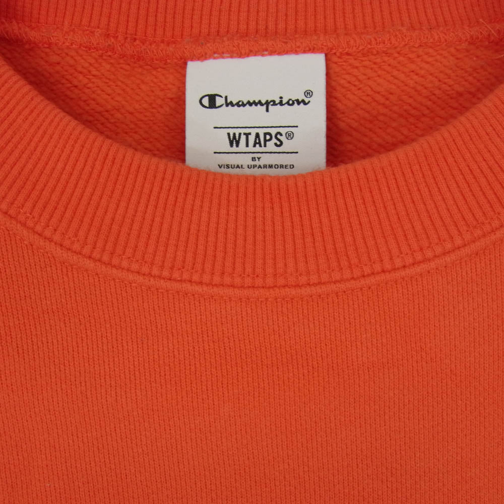 WTAPS ダブルタップス C8-Z018 Champion チャンピオン クルーネック スウェット シャツ オレンジ レッド系 XL【中古】