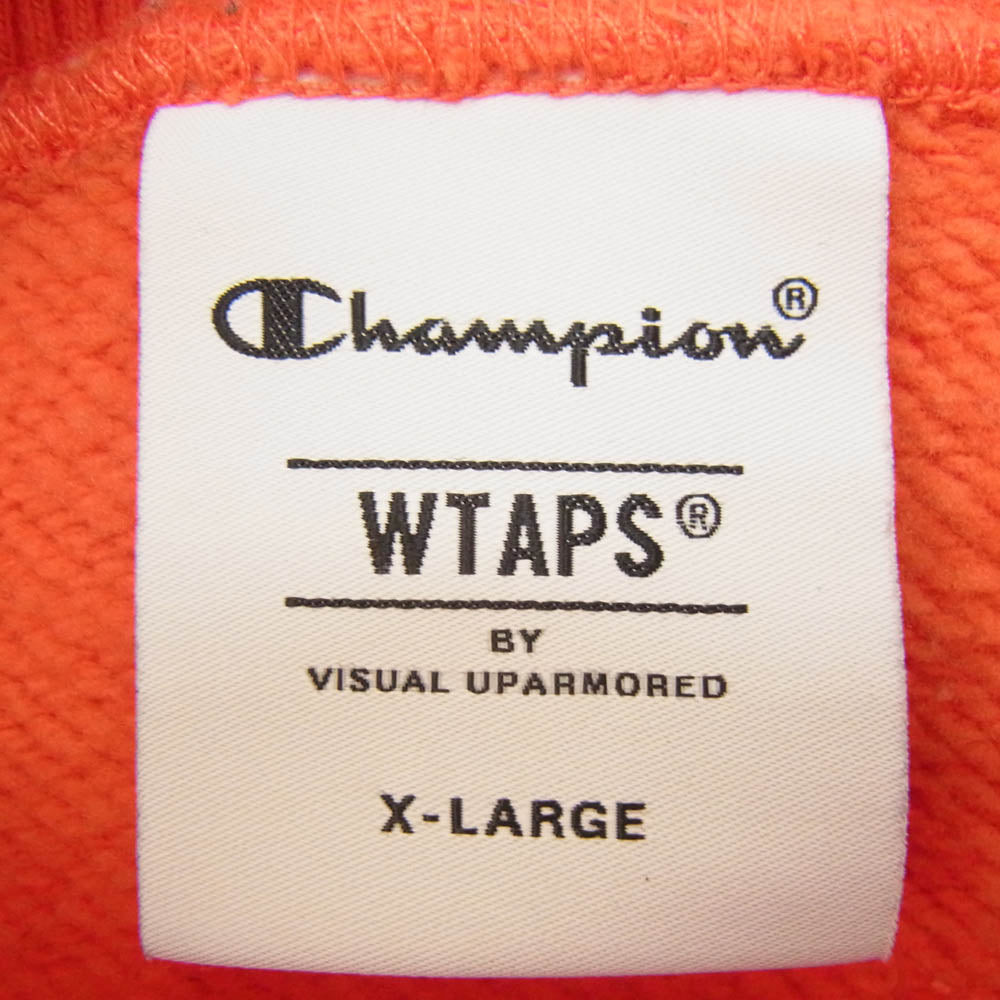 WTAPS ダブルタップス C8-Z018 Champion チャンピオン クルーネック スウェット シャツ オレンジ レッド系 XL【中古】