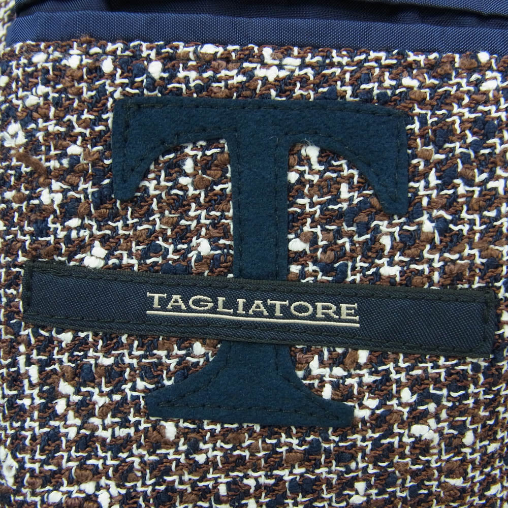 タリアトーレ 1SMC22K 85UEG033 イタリア製 リネン 2B ツイード テーラード ジャケット サイズ44 ブラウン系 44【極上美品】【中古】