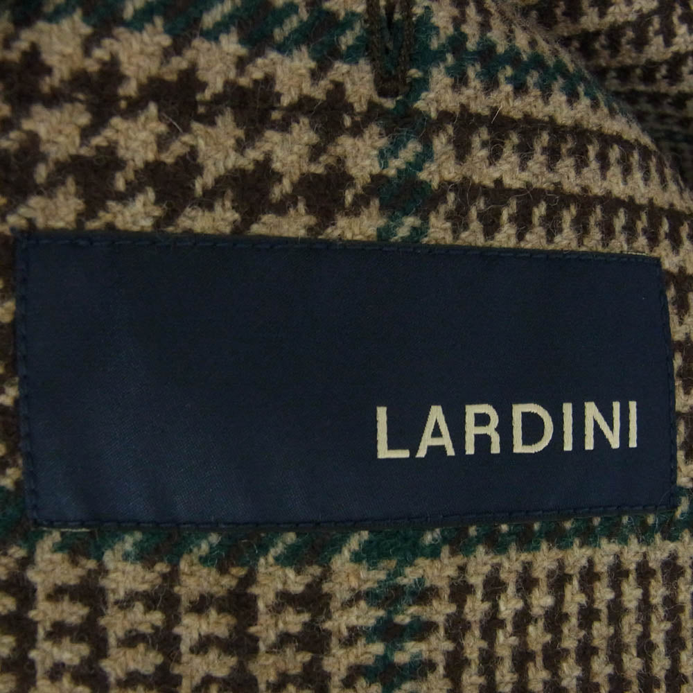 LARDINI ラルディーニ イタリア製 ブートニエール付き チェック テーラード ジャケット サイズ42 ブラウン系 42【極上美品】【中古】