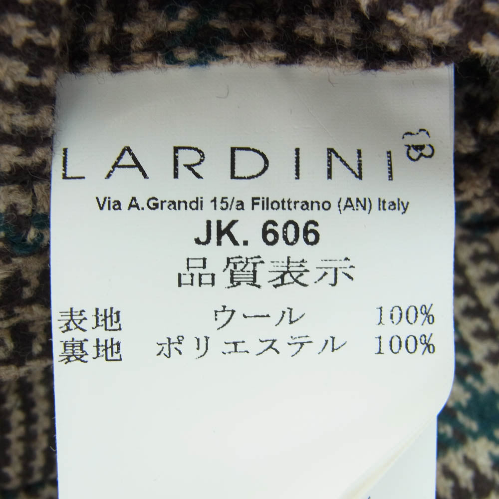 LARDINI ラルディーニ イタリア製 ブートニエール付き チェック テーラード ジャケット サイズ42 ブラウン系 42【極上美品】【中古】