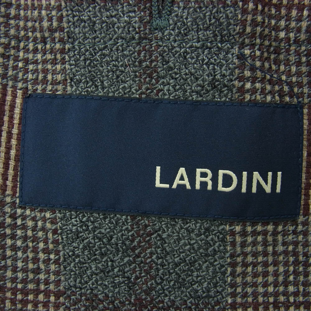 LARDINI ラルディーニ JK807 イタリア製 ブートニエール付き チェック テーラード ジャケット サイズ44 ブラウン系 44【極上美品】【中古】