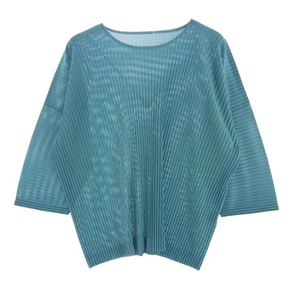 HOMME PLISSE ISSEY MIYAKE オム プリッセ イッセイミヤケ HP31JK136 メッシュ プリーツ  カットソー ブルー系【中古】