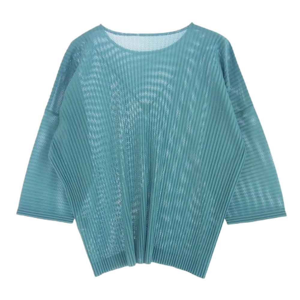 HOMME PLISSE ISSEY MIYAKE オム プリッセ イッセイミヤケ HP31JK136 メッシュ プリーツ  カットソー ブルー系【中古】