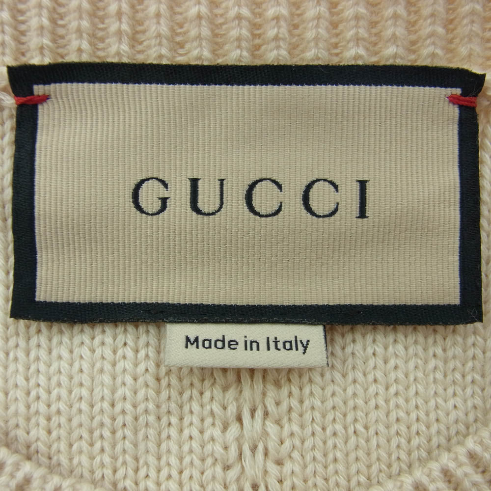 GUCCI グッチ 653328 ウール フローラル ニット セーター トップ ベージュ系 S【中古】