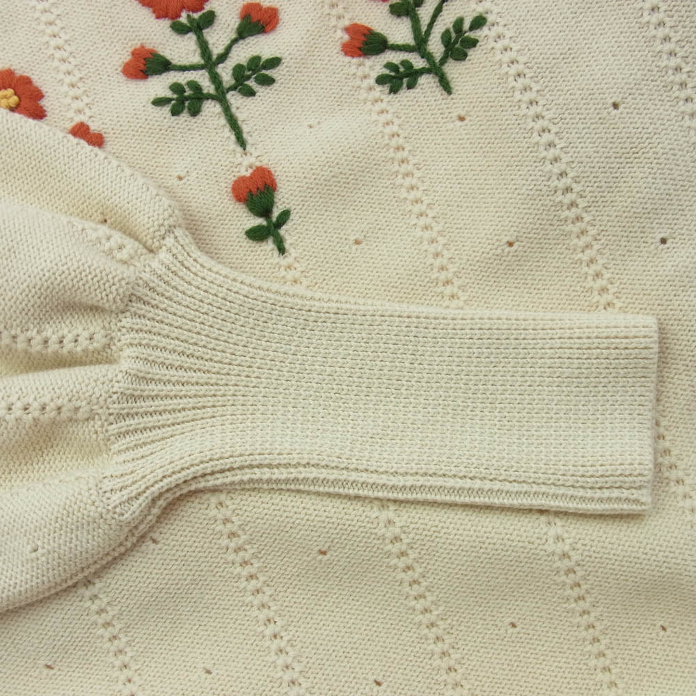 GUCCI グッチ 653328 ウール フローラル ニット セーター トップ ベージュ系 S【中古】