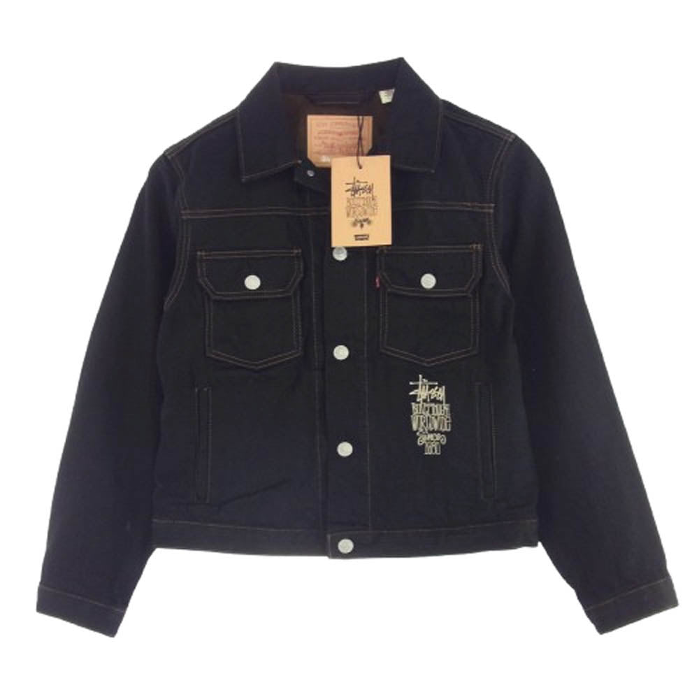 STUSSY ステューシー A83260001 Levi’s Crispy Rinse Trucker Jacket リーバイス クリスピー リンス トラッカー デニム ジャケット ブラック系 S【新古品】【未使用】【中古】