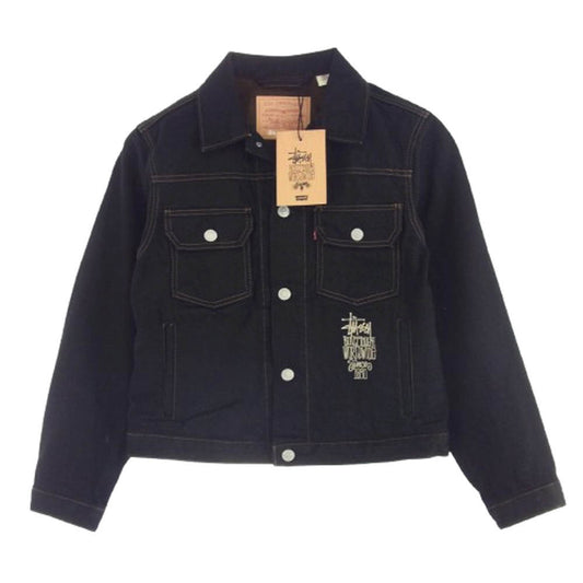 STUSSY ステューシー A83260001 Levi’s Crispy Rinse Trucker Jacket リーバイス クリスピー リンス トラッカー デニム ジャケット ブラック系 S【新古品】【未使用】【中古】