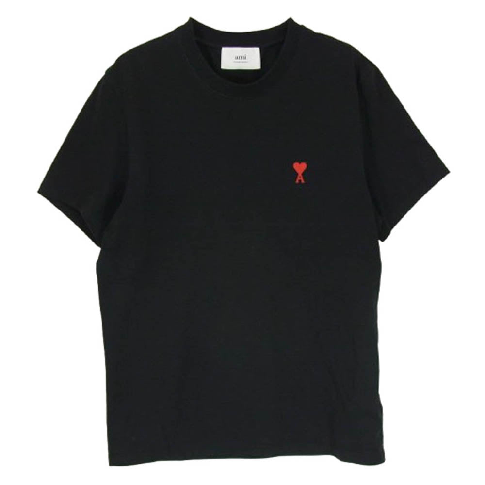 AMI PARIS アミパリス BFUTS001.724 ハートロゴ 刺繍 クルーネック 半袖 Tシャツ ブラック系 M【中古】